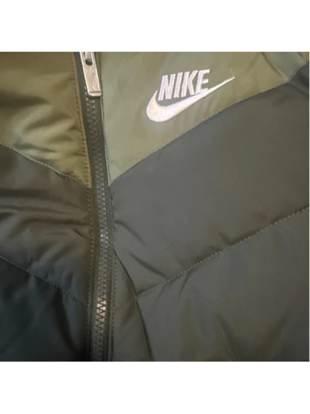 Boys Nike Puffer Jacket Size 7 Green Black Hooded Coat
